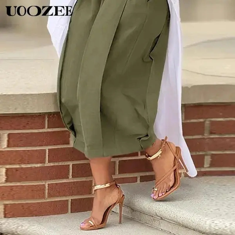 Women'S Minimalist Plain Loose Cotton Lantern Pants - Machine Washable, Breathable Soft Fabric, Elastic Waistband, Pockets, Casual Summer Outfit Bottoms, Machine Washable Pants,Summerwins,Summeroutfits,Vacationoutfits,Beachoutfits