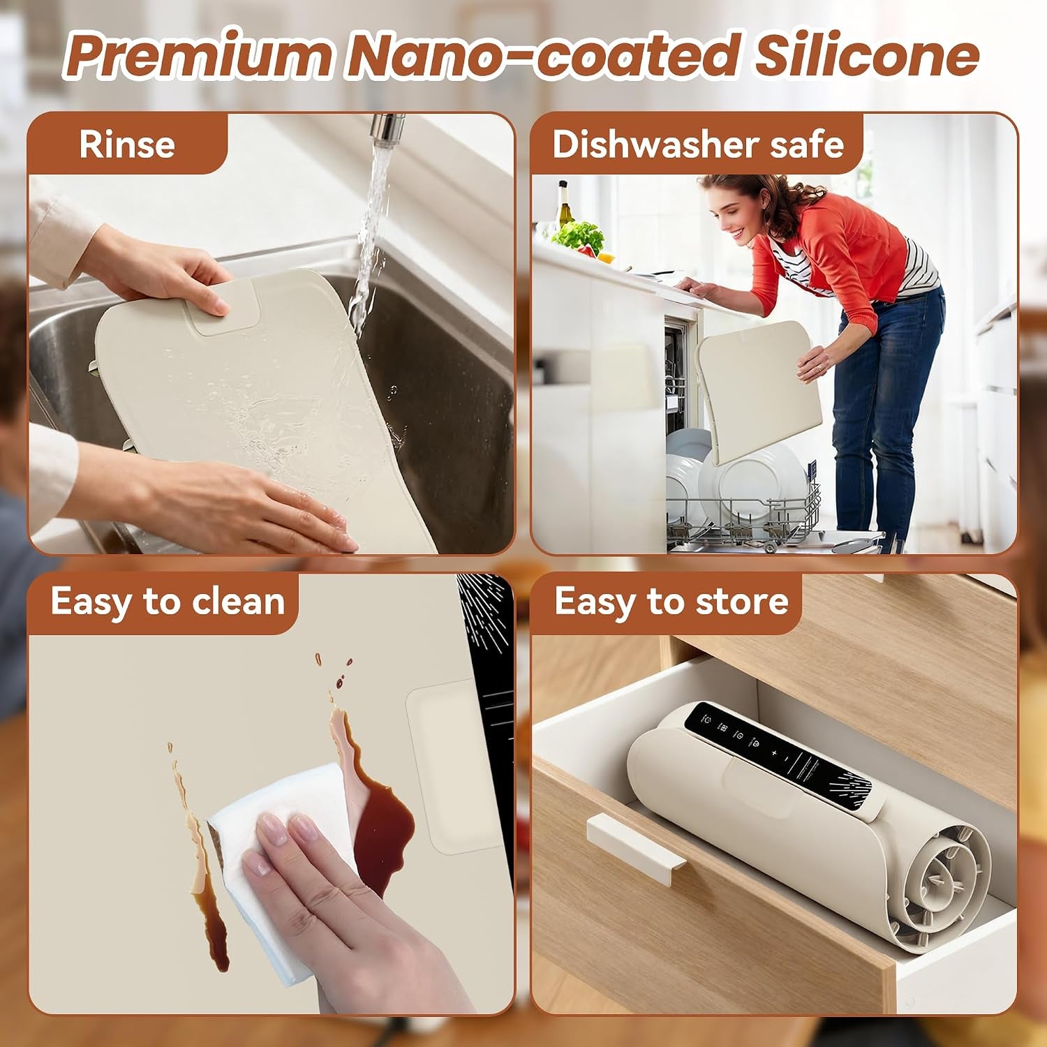 Warming Mat for Food 37"×15", Electric Warming Trays with APP & Button Control, Silicone Fast Heating Mat for Countertop, Rollable Dishwasher Safe Food Warmer for Parties Buffets Home Travel