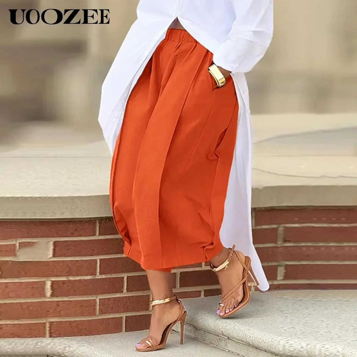 Women'S Minimalist Plain Loose Cotton Lantern Pants - Machine Washable, Breathable Soft Fabric, Elastic Waistband, Pockets, Casual Summer Outfit Bottoms, Machine Washable Pants,Summerwins,Summeroutfits,Vacationoutfits,Beachoutfits