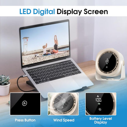 Portable Table Fans, Quiet Wall-Mounted Desk Fan, Touch Control, 140° Tilt, Rechargeable 4000Mah Battery Operated Fan for Office Home Kitchen Camping