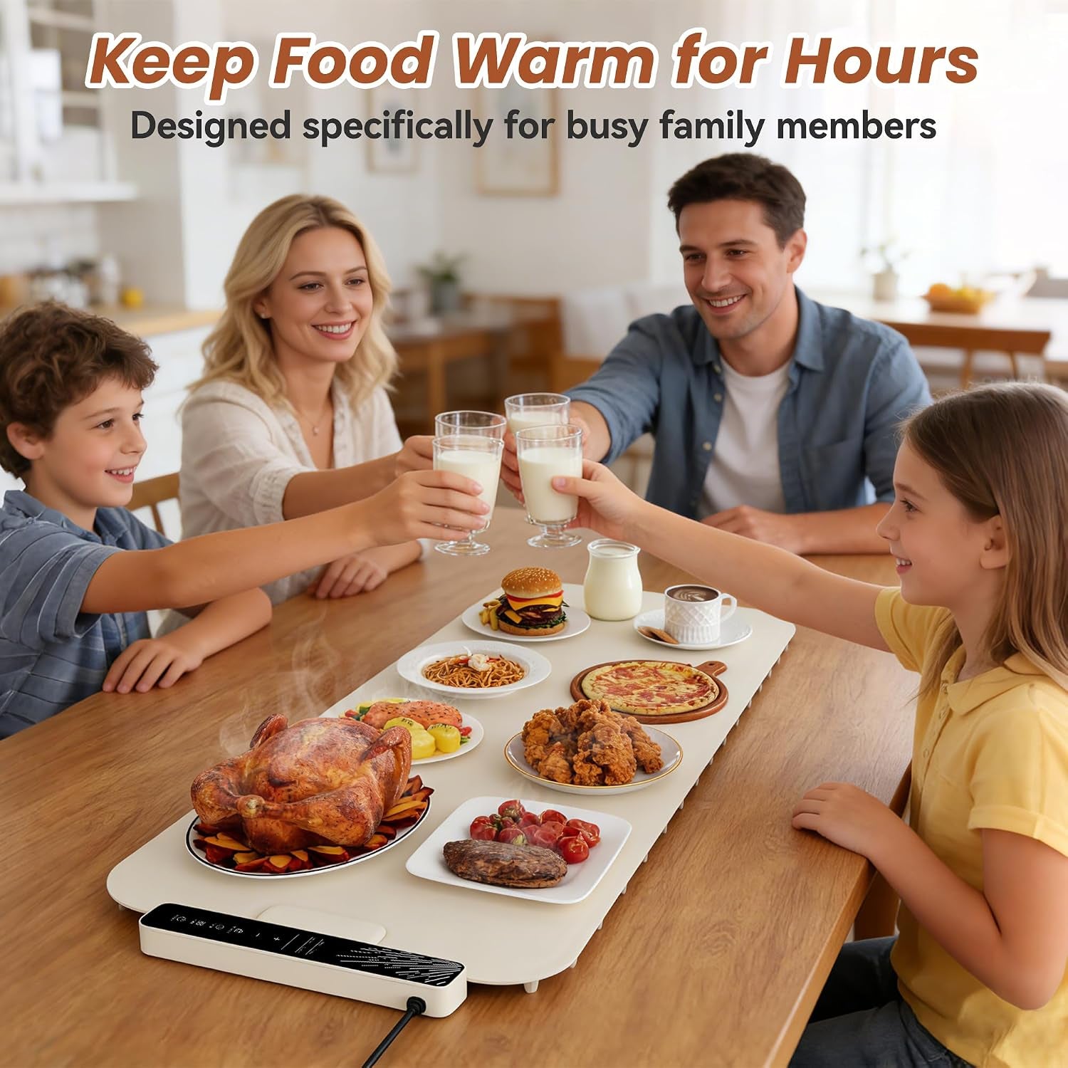 Warming Mat for Food 37"×15", Electric Warming Trays with APP & Button Control, Silicone Fast Heating Mat for Countertop, Rollable Dishwasher Safe Food Warmer for Parties Buffets Home Travel