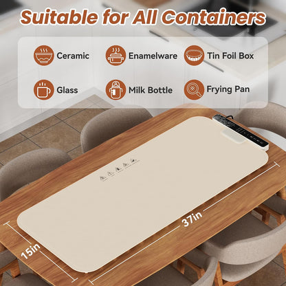Warming Mat for Food 37"×15", Electric Warming Trays with APP & Button Control, Silicone Fast Heating Mat for Countertop, Rollable Dishwasher Safe Food Warmer for Parties Buffets Home Travel
